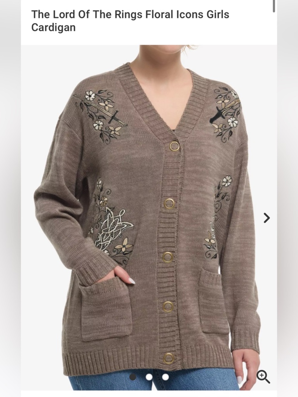New Hot Topic Lord of The Rings Floral Icons Girl Cardigan - Picture 2 of 15